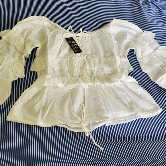 BRAND NEW cotton ruffle white dress top - Picture 3 of 3